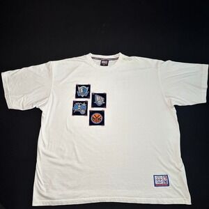 VTG Y2K UNK‎ T-Shirt Patchwork NBA Basketball Teams  White Tee 3XL